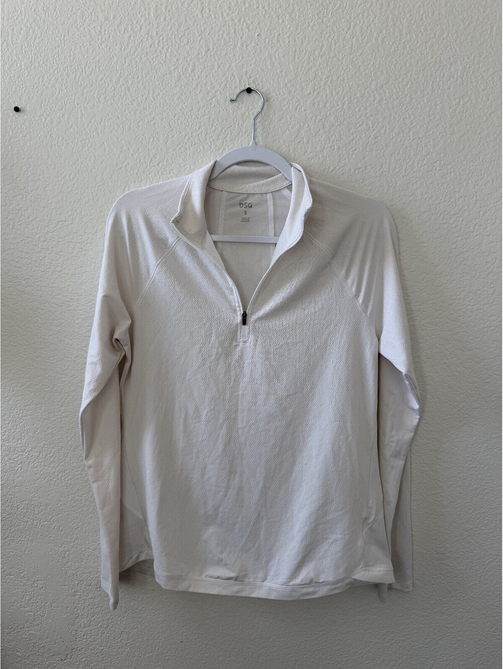 DSG Women's White Long Sleeve Pullover Half-Zip Shirt Size S activewear running